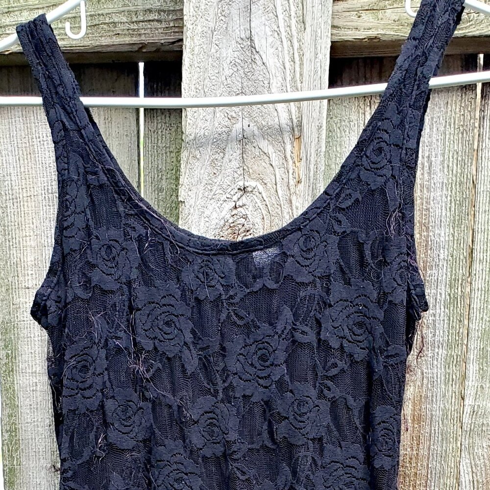 Black lace midi dress